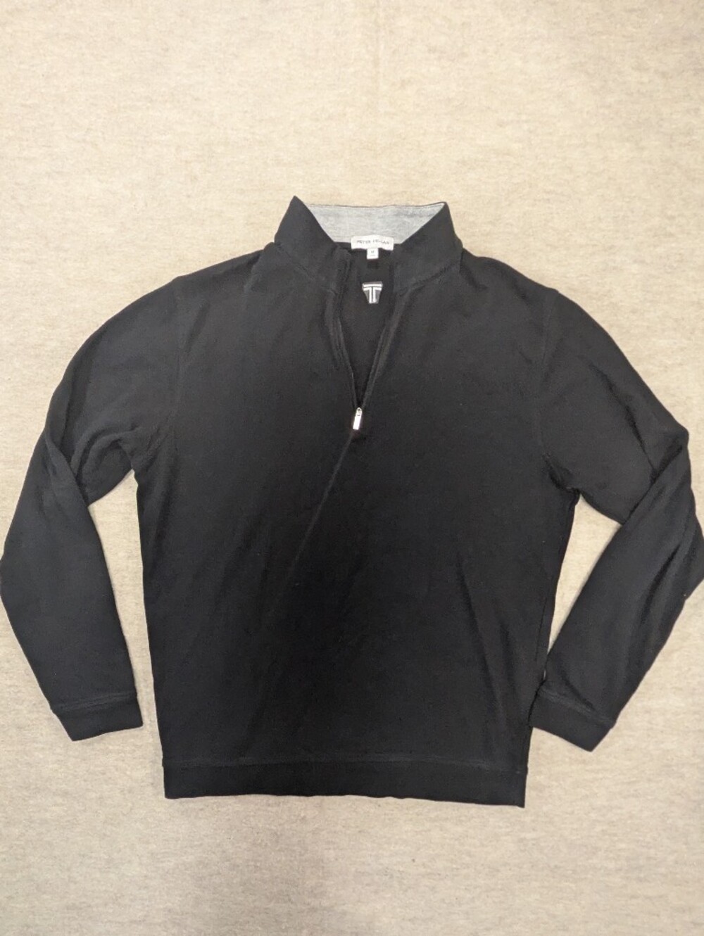 Peter Millar Black Quarter Zip Men's Long Sleeve Polo Shirt Classic Comfort Med